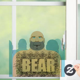 SlipperyJoe's muscular bald bear man stylized cart Window Cling