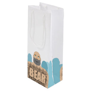 SlipperyJoe's muscular bald bear man stylized cart Wine Gift Bag