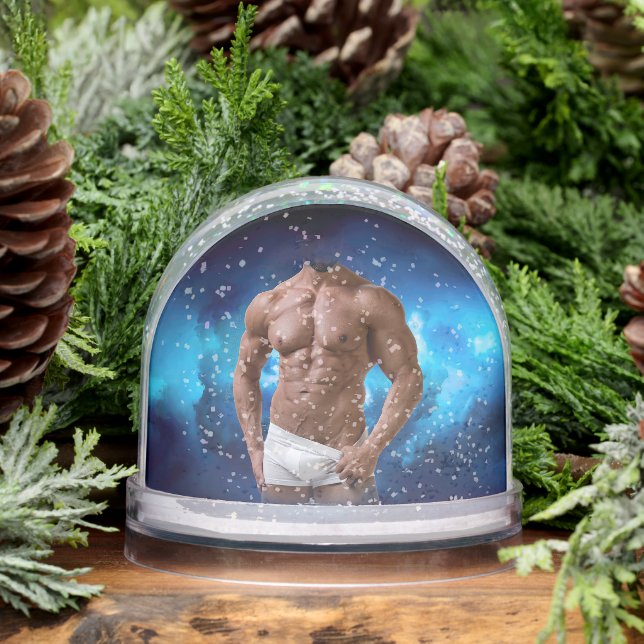 SlipperyJoe's muscular bearded man white underwear Snowglobe (Winter)