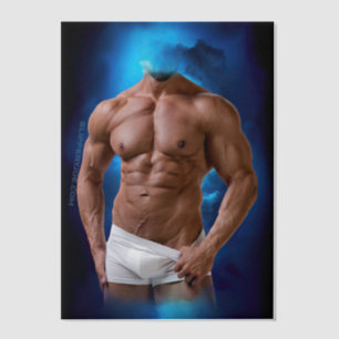 SlipperyJoe's muscular bearded man white underwear Vellum Invitations