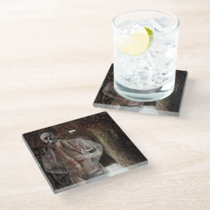 SlipperyJoe's muscular ghost stone dimly lit tunne Glass Coaster