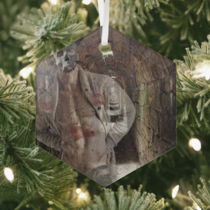 SlipperyJoe's muscular ghost stone dimly lit tunne Glass Ornament