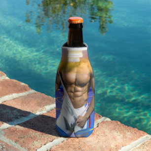 SlipperyJoe's muscular man bulge six-pack gym trai Bottle Cooler