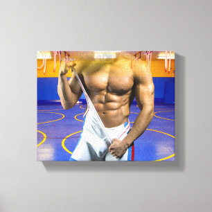 SlipperyJoe's muscular man bulge six-pack gym trai Canvas Print