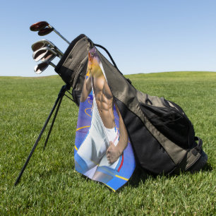 SlipperyJoe's muscular man bulge six-pack gym trai Golf Towel