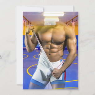 SlipperyJoe's muscular man bulge six-pack gym trai Holiday Card