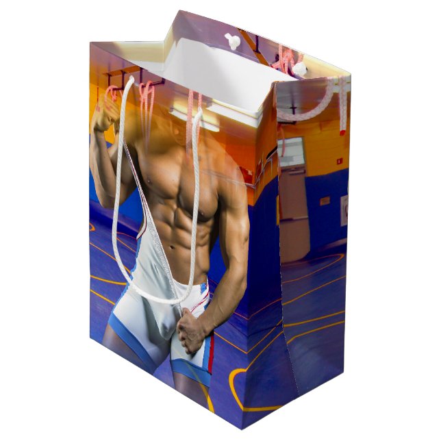 SlipperyJoe's muscular man bulge six-pack gym trai Medium Gift Bag (Front Angled)