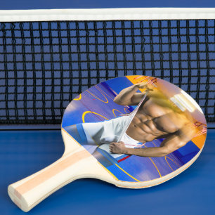SlipperyJoe's muscular man bulge six-pack gym trai Ping Pong Paddle