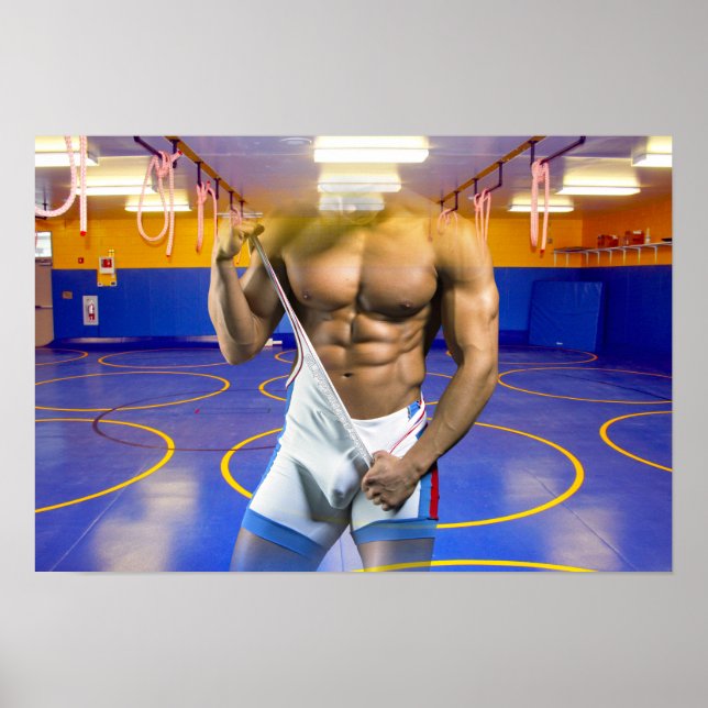 SlipperyJoe's muscular man bulge six-pack gym trai Poster (Front)