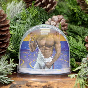 SlipperyJoe's muscular man bulge six-pack gym trai Snowglobe