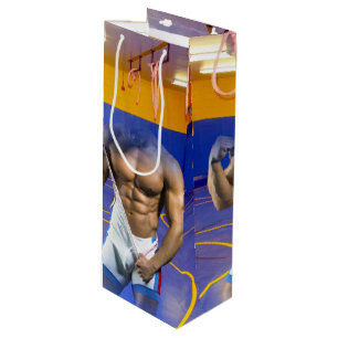 SlipperyJoe's muscular man bulge six-pack gym trai Wine Gift Bag
