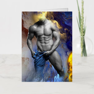 SlipperyJoe's muscular man physique steamy shirtle Foil Greeting Card