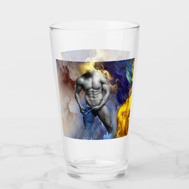 SlipperyJoe's muscular man physique steamy shirtle Glass (Front)