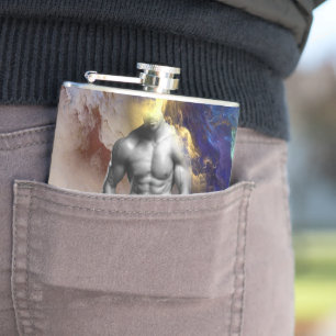 SlipperyJoe's muscular man physique steamy shirtle Hip Flask
