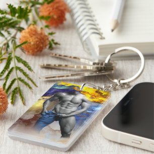 SlipperyJoe's muscular man physique steamy shirtle Keychain