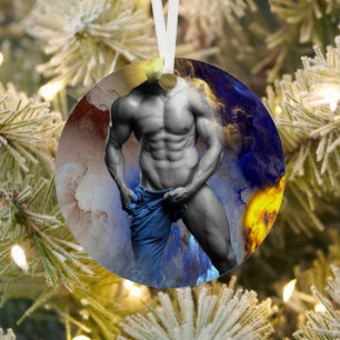 SlipperyJoe's muscular man physique steamy shirtle Metal Ornament