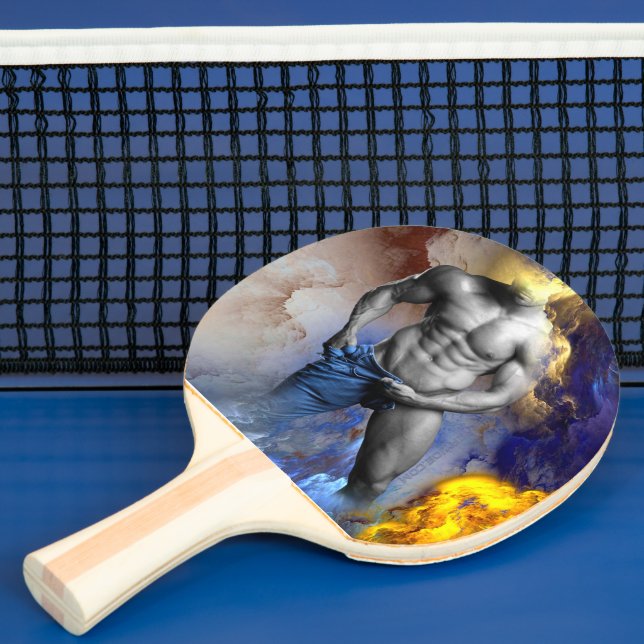 SlipperyJoe's muscular man physique steamy shirtle Ping Pong Paddle (Insitu)