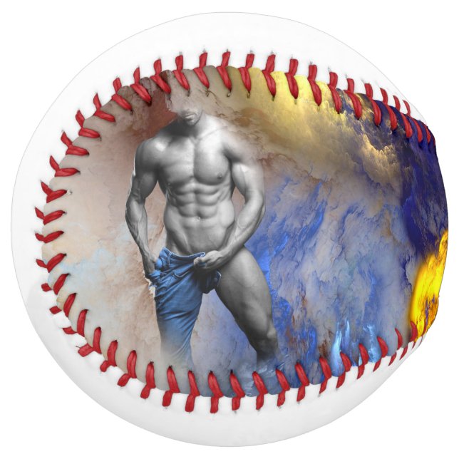 SlipperyJoe's muscular man physique steamy shirtle Softball (Front Left)