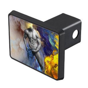 SlipperyJoe's muscular man physique steamy shirtle Trailer Hitch Cover