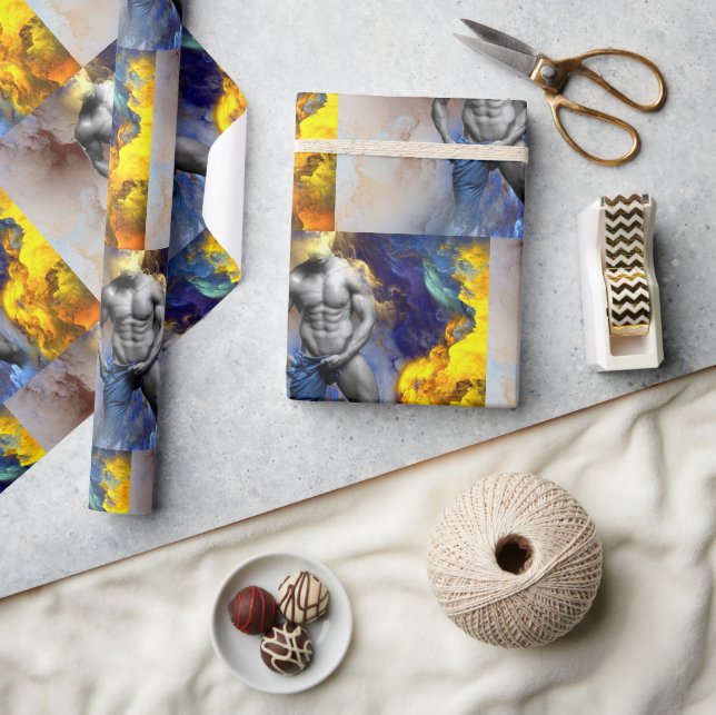 SlipperyJoe's muscular man physique steamy shirtle Wrapping Paper (Crafts)