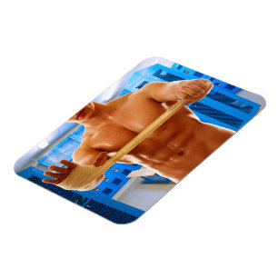 SlipperyJoe's muscular man shirtless 6-pack gymnas Magnet