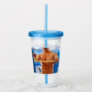 SlipperyJoe's muscular man shirtless chest 6-pack  Acrylic Tumbler