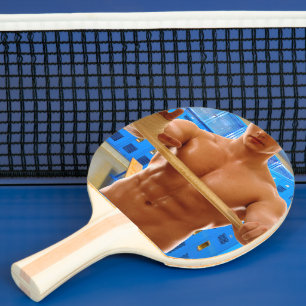 SlipperyJoe's muscular man shirtless chest 6-pack  Ping Pong Paddle
