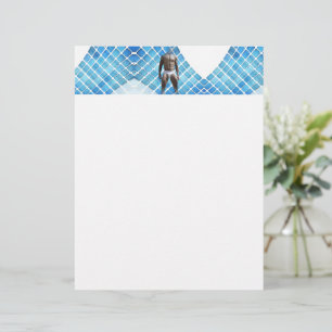 SlipperyJoe's muscular man six-pack abs white unde Letterhead
