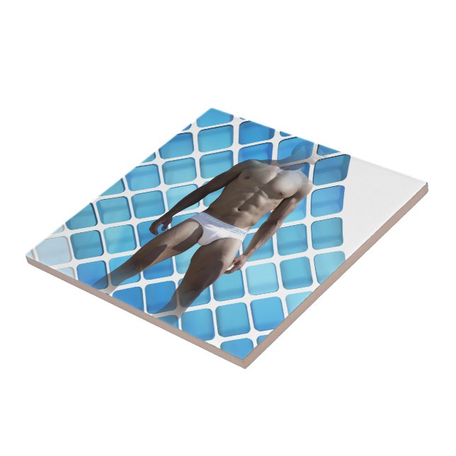 SlipperyJoe's muscular man six-pack abs white unde Tile (Side)