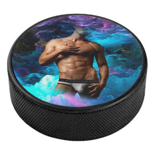 SlipperyJoe's muscular man underwear bulge cosmic  Hockey Puck