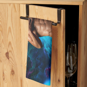 SlipperyJoe's muscular man underwear bulge cosmic  Kitchen Towel