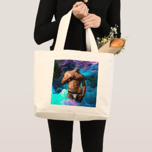 SlipperyJoe's muscular man underwear bulge cosmic  Large Tote Bag