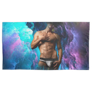 SlipperyJoe's muscular man underwear bulge cosmic  Pillowcase