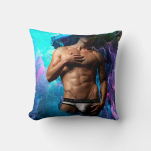 SlipperyJoe's muscular man underwear bulge cosmic Throw Pillow