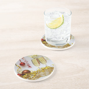 SlipperyJoe's New Year’s celebration toast golden Coaster