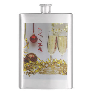 SlipperyJoe's New Year’s celebration toast golden Hip Flask