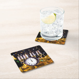 SlipperyJoe's New Year thrilling moments classic c Square Paper Coaster