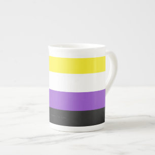 SlipperyJoe's Nonbinary Pride Flag gay gifts LGBTQ Bone China Mug