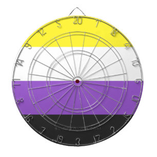 SlipperyJoe's Nonbinary Pride Flag gay gifts LGBTQ Dartboard