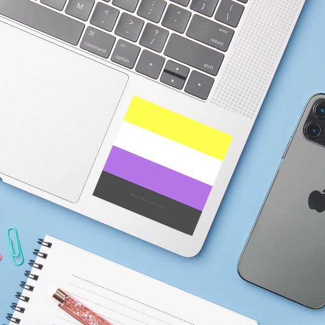 SlipperyJoe's Nonbinary Pride Flag yellow white pu (Laptop w/ iPhone)