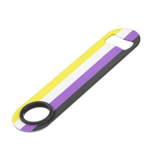 SlipperyJoe's Nonbinary Pride Flag yellow white pu Bar Key