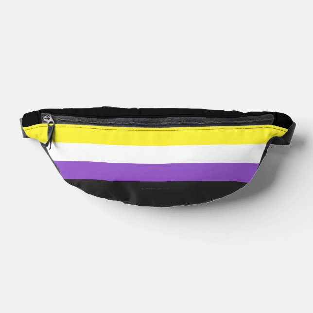 SlipperyJoe's Nonbinary Pride Flag yellow white pu Fanny Pack (Lay Down)