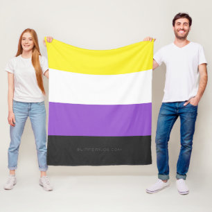 SlipperyJoe's Nonbinary Pride Flag yellow white pu Fleece Blanket