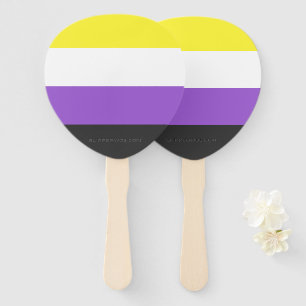 SlipperyJoe's Nonbinary Pride Flag yellow white pu Hand Fan