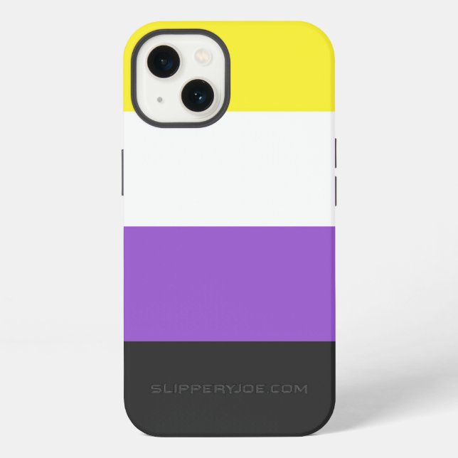 SlipperyJoe's Nonbinary Pride Flag yellow white pu iPhone Case (Back)