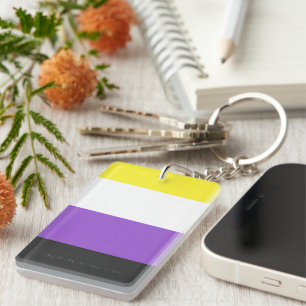 SlipperyJoe's Nonbinary Pride Flag yellow white pu Keychain