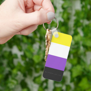 SlipperyJoe's Nonbinary Pride Flag yellow white pu Keychain