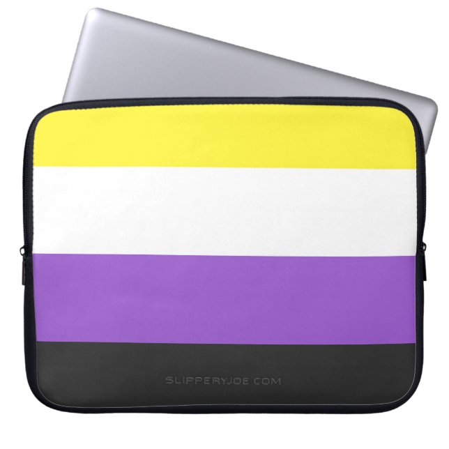 SlipperyJoe's Nonbinary Pride Flag yellow white pu Laptop Sleeve (Front)