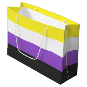 SlipperyJoe's Nonbinary Pride Flag yellow white pu Large Gift Bag