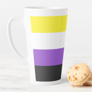 SlipperyJoe's Nonbinary Pride Flag yellow white pu Latte Mug